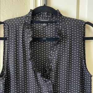 Ann Taylor Black and White Ruffle Blouse